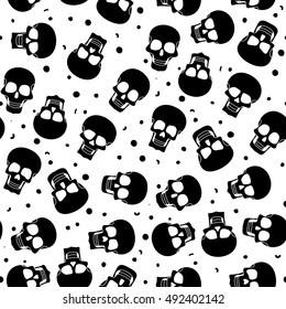 Funny colored skull seamless pattern, dulce muerte, vector illustration