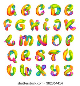 Funny colorful alphabet letters. Font style, vector design template elements for your application or corporate identity.