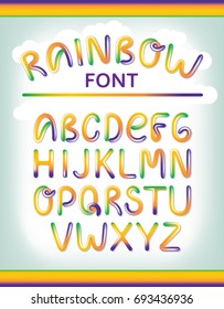 Funny colorful alphabet letters. Font style, vector design template elements for your application or corporate identity. Hand drawing rainbow colors letters
