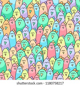 funny colorful birds. seamless pattern with cartoon birds