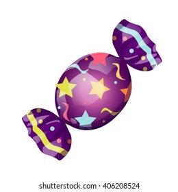 Funny colorful candy cartoon. Vector illustration, clip-art, isolated on white background