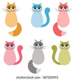 Funny colorful cats set