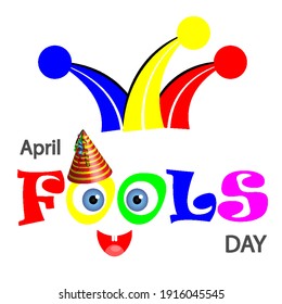 Funny colorful composition for april fools day, vector art illustration.