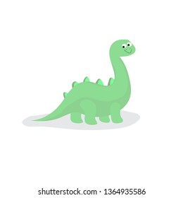 Funny colorful cute dinosaur  vector flat character isolated on white