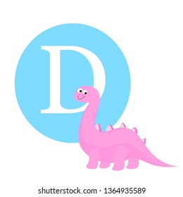Funny colorful cute dinosaur  vector flat character isolated on white