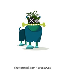 Funny  colorful cute monster doing something. Flat style. Easy to change his emotion with his mouth and eyes.