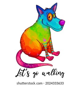funny colorful dog with saying design wo 0 0 design vector illustration for use in design and print wall art poster canvas