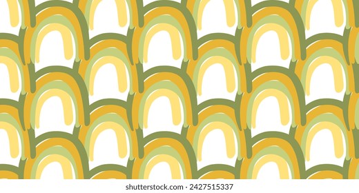 Funny colorful doodle seamless pattern, Baby neutral print in bright colors, yellow, green. Naive style. Simple childish scribble wallpaper print, perfect for the nursery, baby shower, textiles