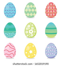 funny colorful easter egg collection vector illustration design