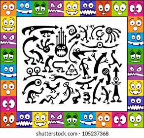 Funny colorful emotions and live arrows.