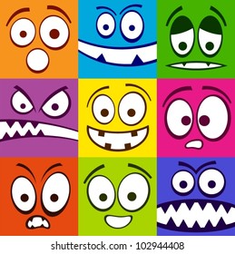 Funny colorful emotions seamless pattern.