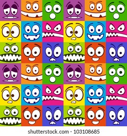 Funny colorful emotions seamless pattern.