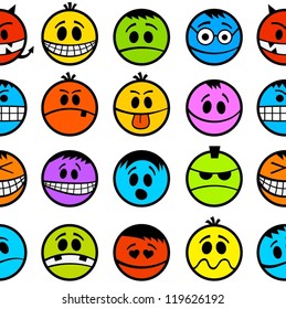 Funny colorful emotions seamless pattern.