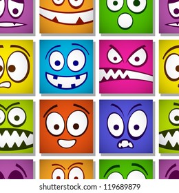 Funny colorful emotions seamless pattern.