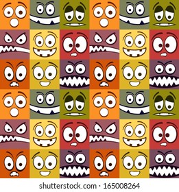 Funny colorful emotions seamless pattern. 
