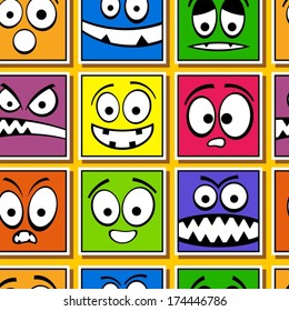 Funny colorful emotions seamless pattern. 