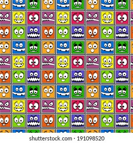 Funny colorful emotions seamless pattern. 