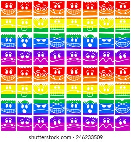 Funny colorful emotions seamless pattern.