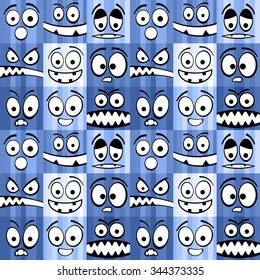 Funny colorful emotions seamless pattern.

