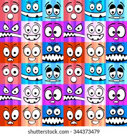 Funny colorful emotions seamless pattern.
