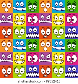 Funny colorful emotions seamless pattern.