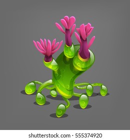 Funny colorful fantasy alien plants. Vector illustration.