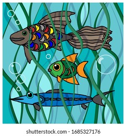 Funny colorful fish. Vector illustration