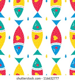 Funny colorful fish.Seamless pattern can be used for wallpaper, pattern fills, web page background, postcards.