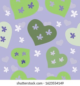 Funny colorful hearts. Seamless vector pattern.  Valentine's day celebration. Funny wallpaper for textile and fabric. Colorful bright picture for children.