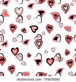 Funny colorful hearts. Seamless vector pattern.
