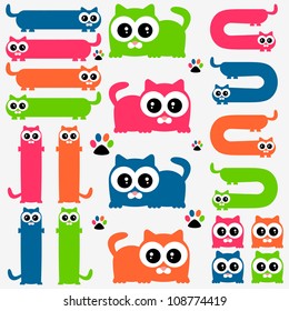Funny colorful kittens set