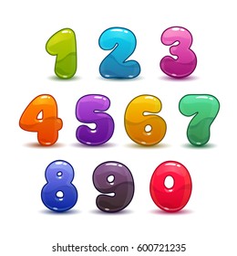 Funny colorful numbers set on white background. Vector illustration