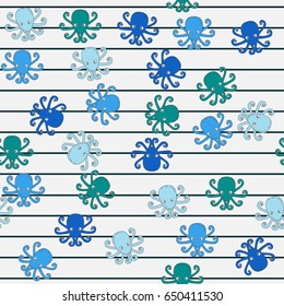 Funny colorful octopus. Children's pattern. Seamless pattern background for textile or book covers, construction, wallpaper, print, gift wrapping and scrapbooking.