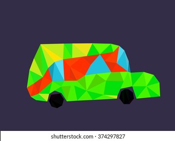 funny colorful polygon car