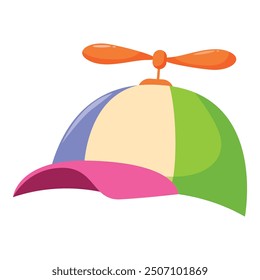 Funny colorful propeller cap with a curved brim, perfect for adding a touch of whimsy to parties and celebrations