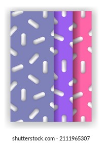 Funny colorful seamless pattern with capsule. Vector decorative carnival on a blue background.