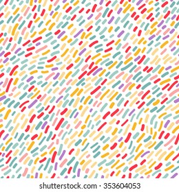 Funny Colorful Seamless Pattern with Confetti. Vector Decorative Carnival Background. Holiday Textured Bg.