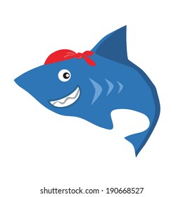 Funny colorful shark vector illustration