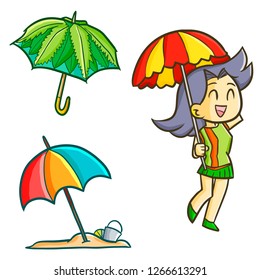 Funny and colorful umbrella set - vector.
