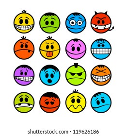 Funny colorful vector emoticons.