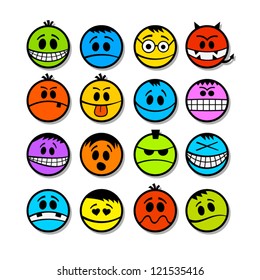 Funny bunter Vektorillustration Emoticons.