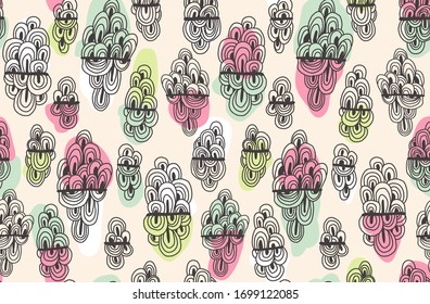 funny colorfull doodle background. vector seamless simple pattern of arcs and curls
