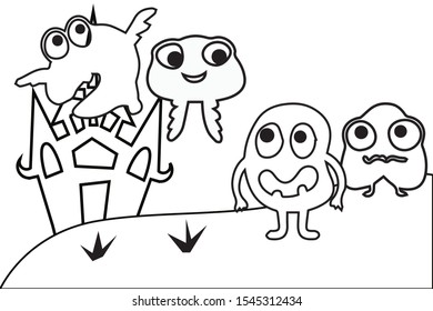 funny coloring book monster theme in horror.-vector illustration