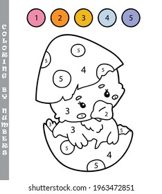 lustige Färbung nach Zahlen färben Lernspiel. Vektorgrafik-Färbung nach Zahlen Lernspiel mit Cartoon Ente für Kinder