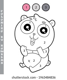 funny coloring by numbers coloring educational game. Vector illustration coloring by numbers educational game with cartoon panda for kids