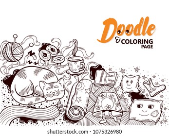 Funny coloring page for adults in doodle style. Vector illustration