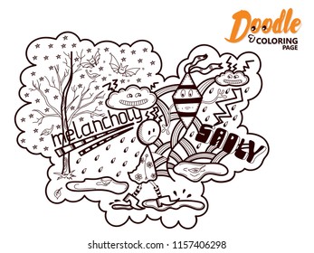 Funny coloring page for adults in doodle style. Vector illustration