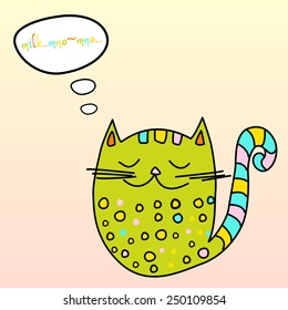 funny colorize cat with speech bubble