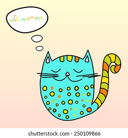funny colorize cat with speech bubble