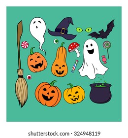 funny colour smiling halloween characters 